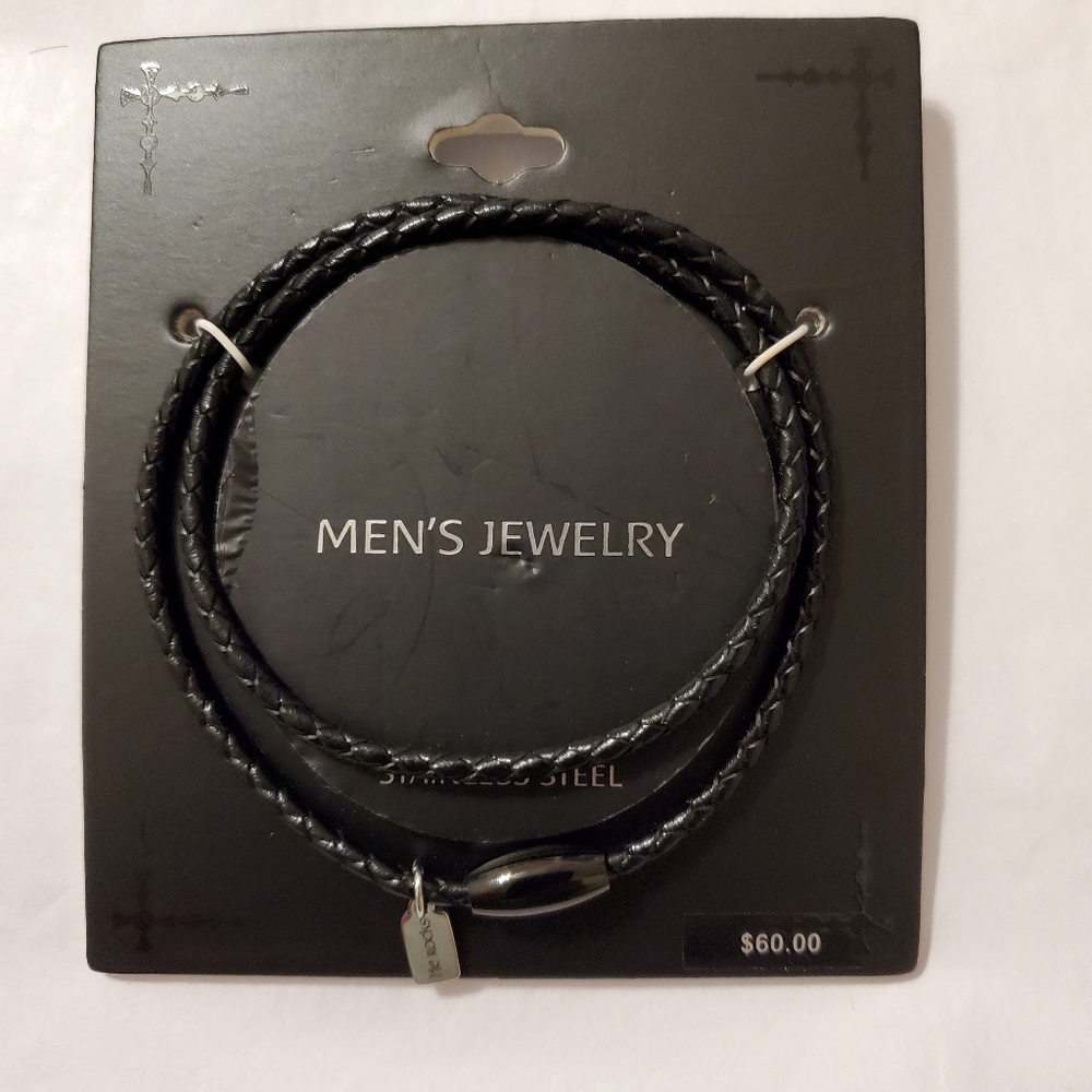 Men's Leather Cross Wrap Bracelet